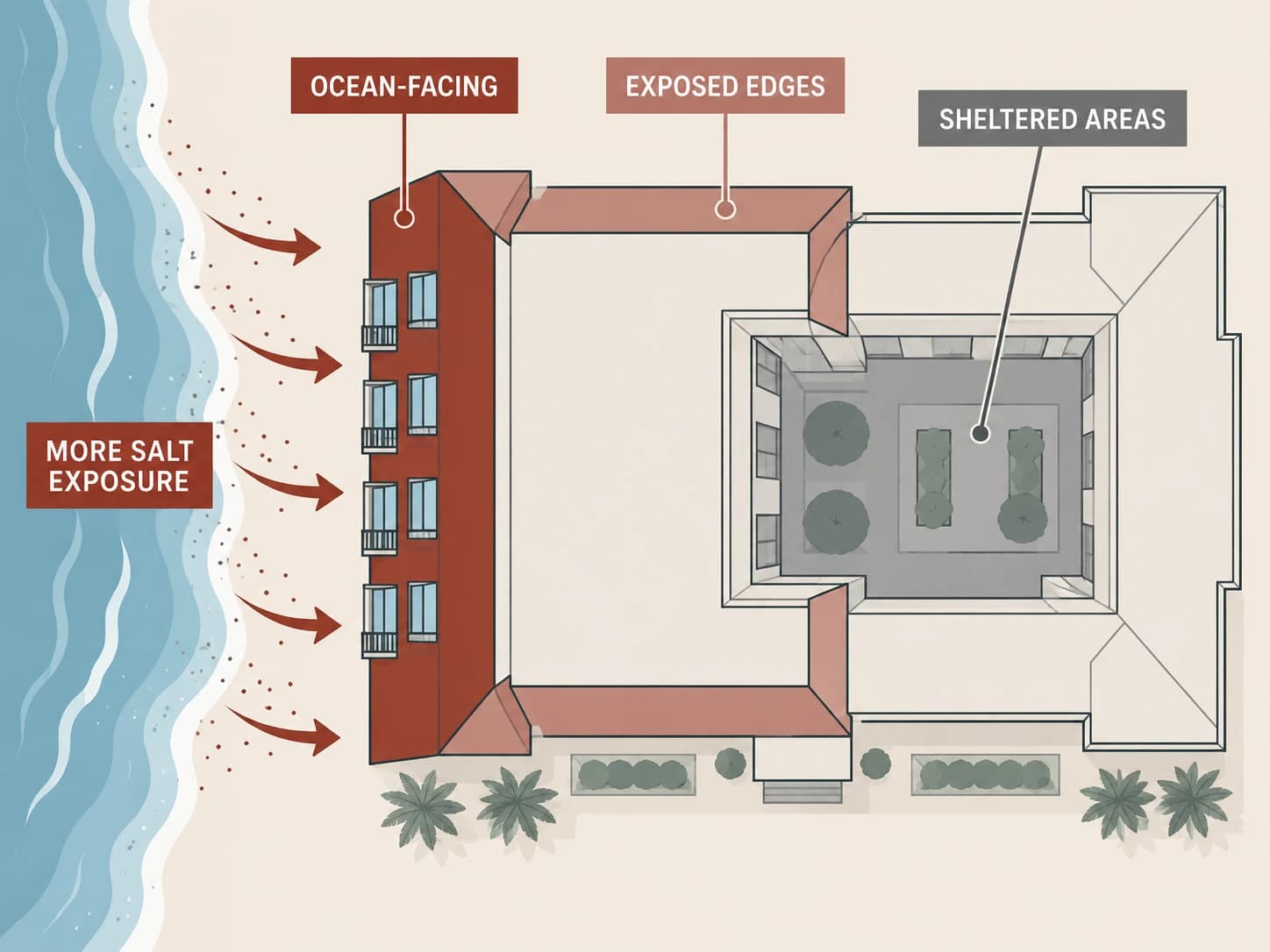 Salt exposure band diagram, shown as a labelled editorial diagram