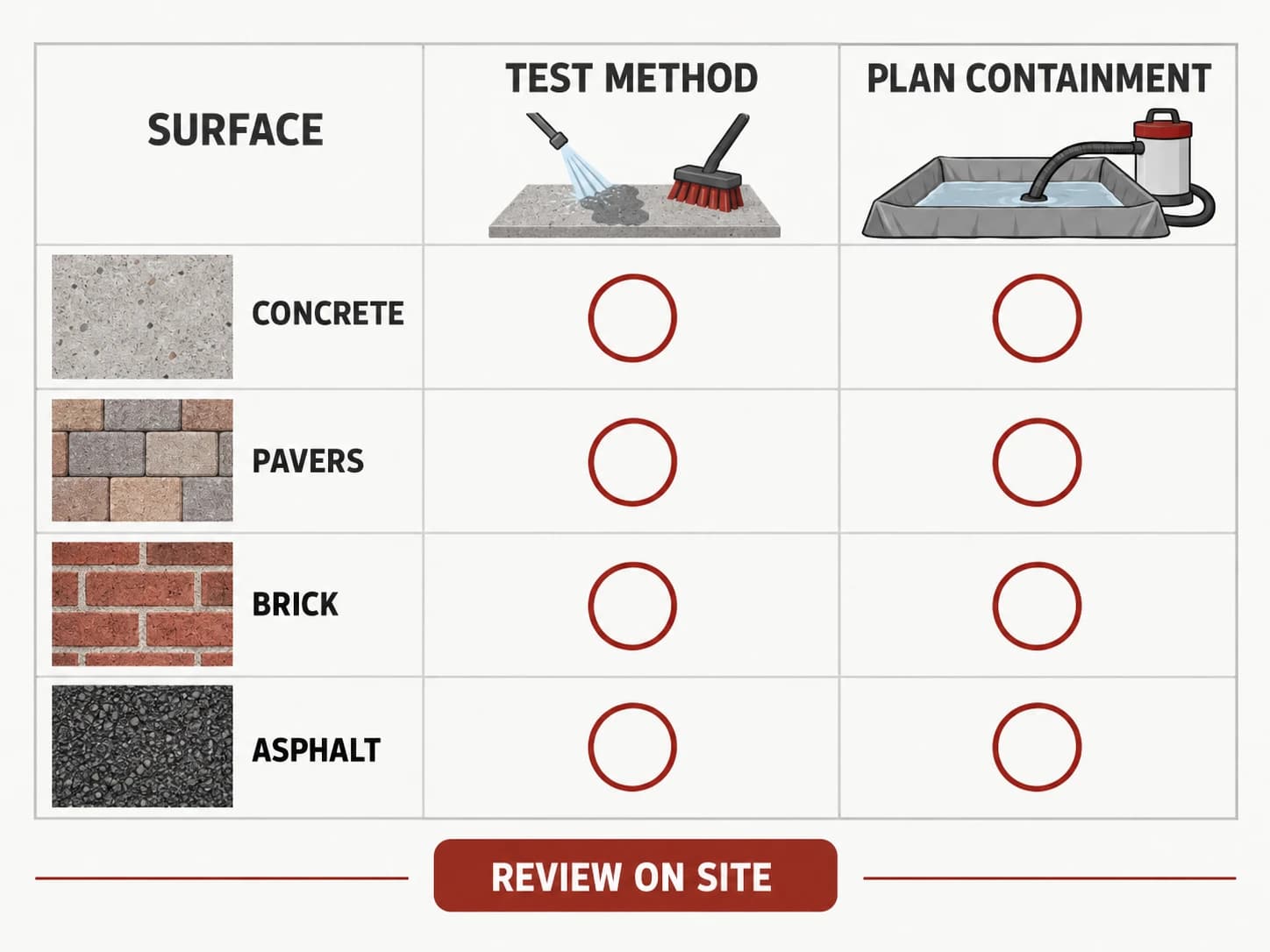 Surface method matrix, shown as a labelled editorial diagram