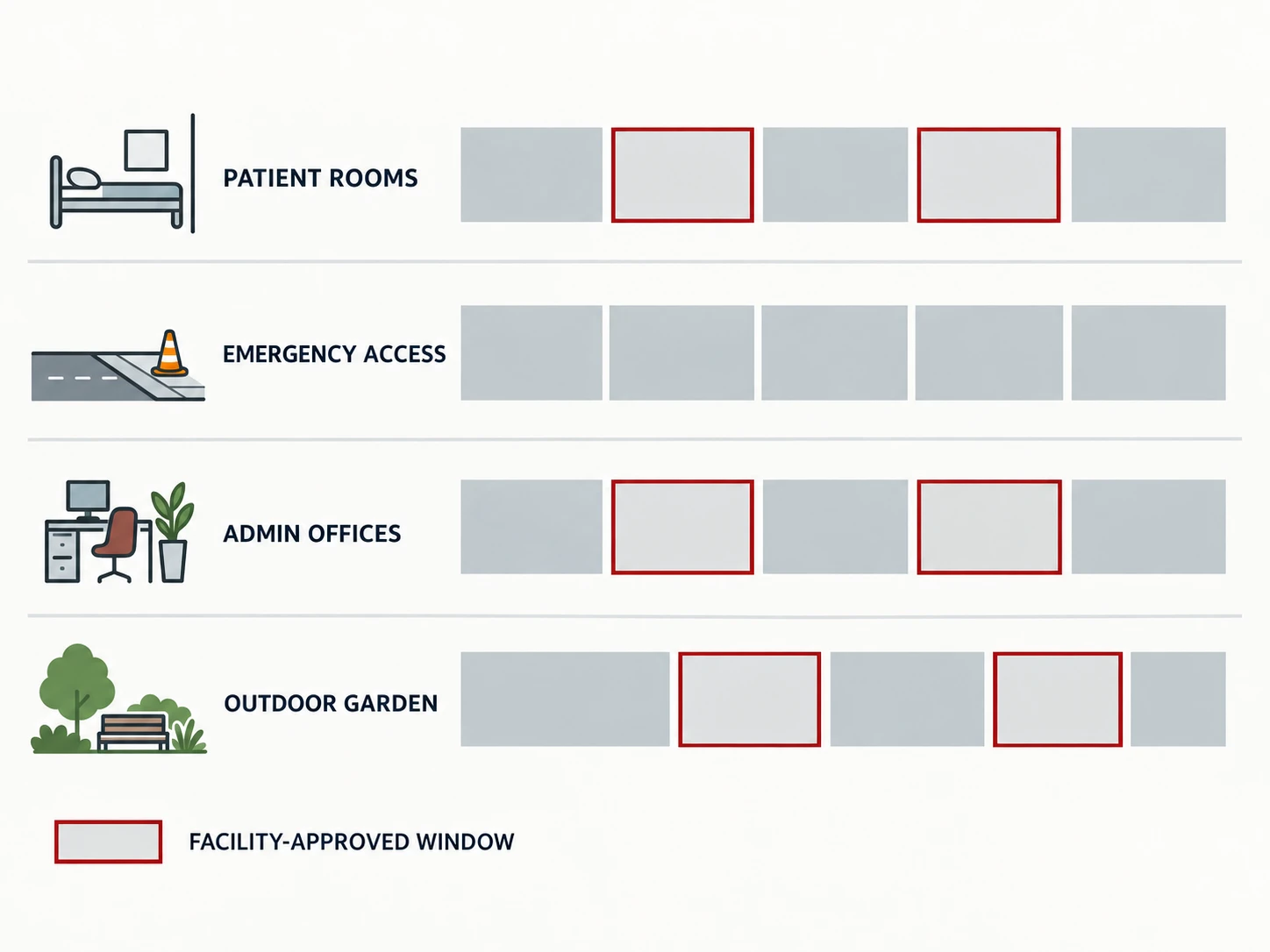 Scheduling window chart, shown as a labelled editorial diagram
