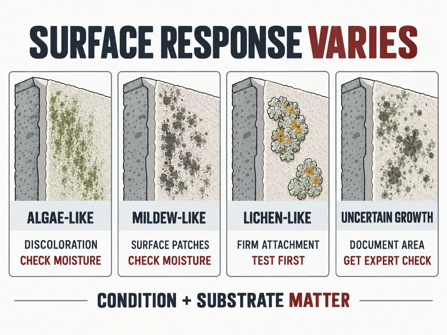 Substrate damage comparison, shown as a labelled editorial diagram