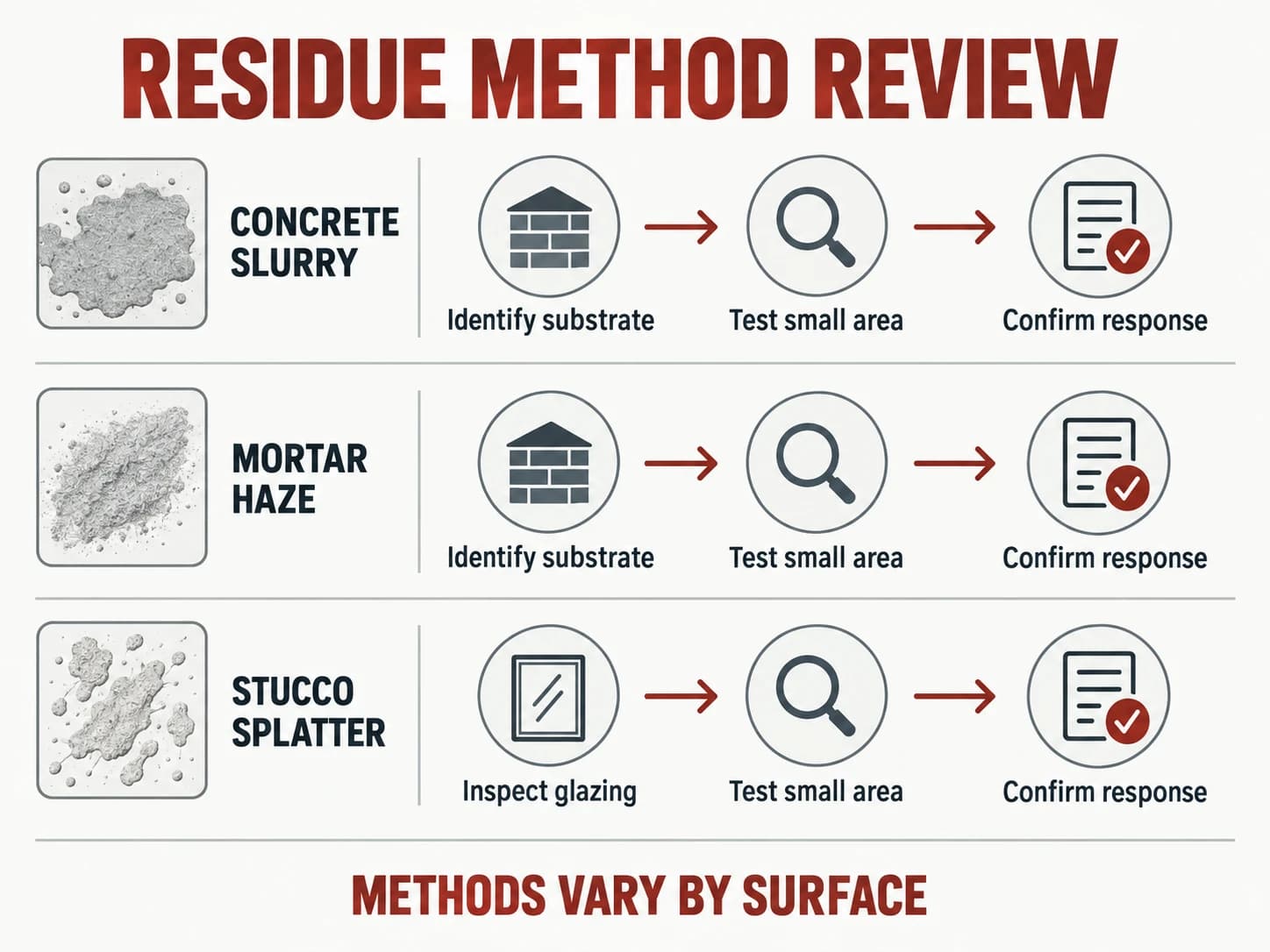 Residue-to-method matrix, shown as a labelled editorial diagram
