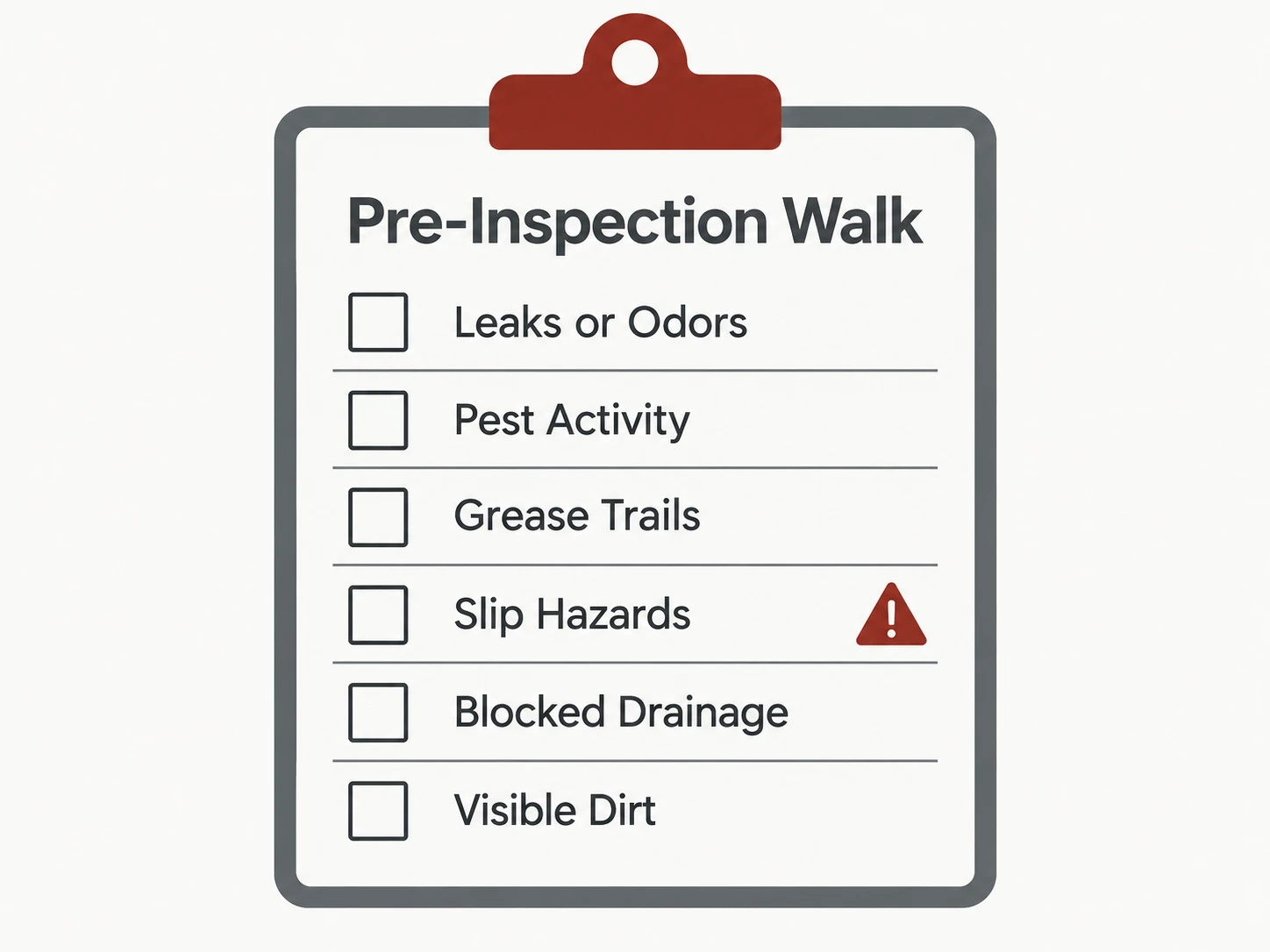 Restaurant exterior pre-inspection walk checklist