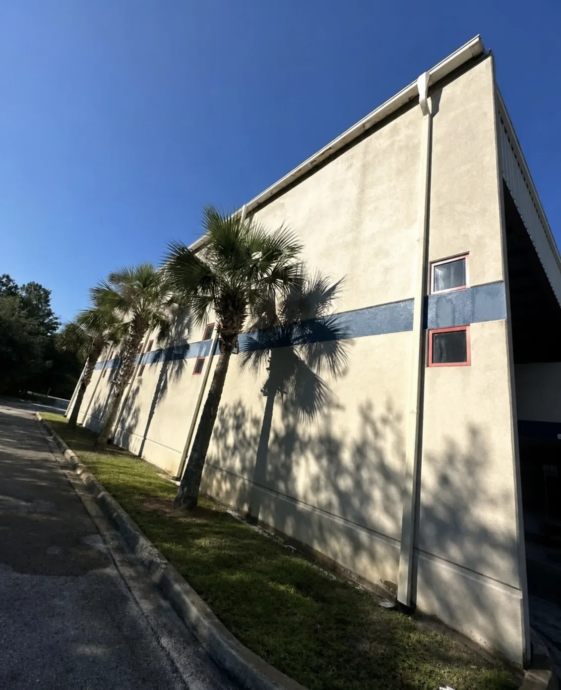 Commercial exterior wall after professional cleaning